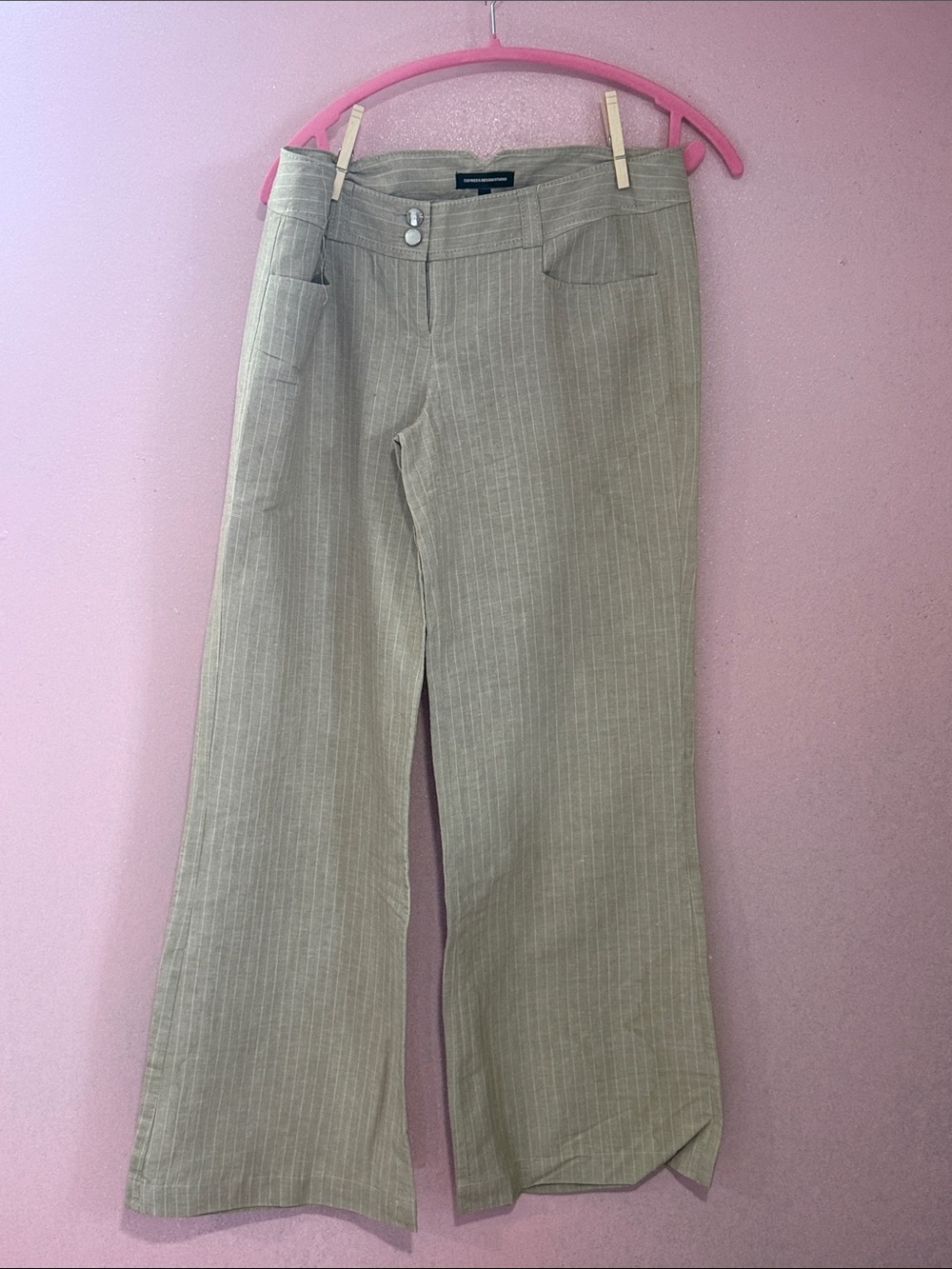 Express linen beige pinstripe trousers